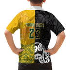 Aotearoa New Zealand And Australia Basketball Custom Family Matching Summer Maxi Dress and Hawaiian Shirt Maori Tribal Tattoo And Aboriginal Dot Art Heritage