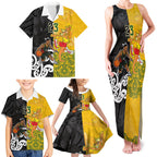 Aotearoa New Zealand And Australia Basketball Custom Family Matching Tank Maxi Dress and Hawaiian Shirt Maori Tribal Tattoo And Aboriginal Dot Art Heritage