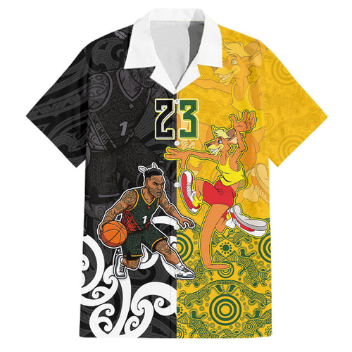 Aotearoa New Zealand And Australia Basketball Custom Family Matching Tank Maxi Dress and Hawaiian Shirt Maori Tribal Tattoo And Aboriginal Dot Art Heritage