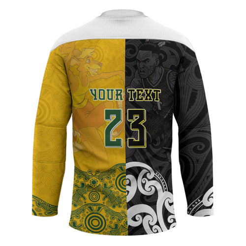 Aotearoa New Zealand And Australia Basketball Custom Hockey Jersey Maori Tribal Tattoo And Aboriginal Dot Art Heritage