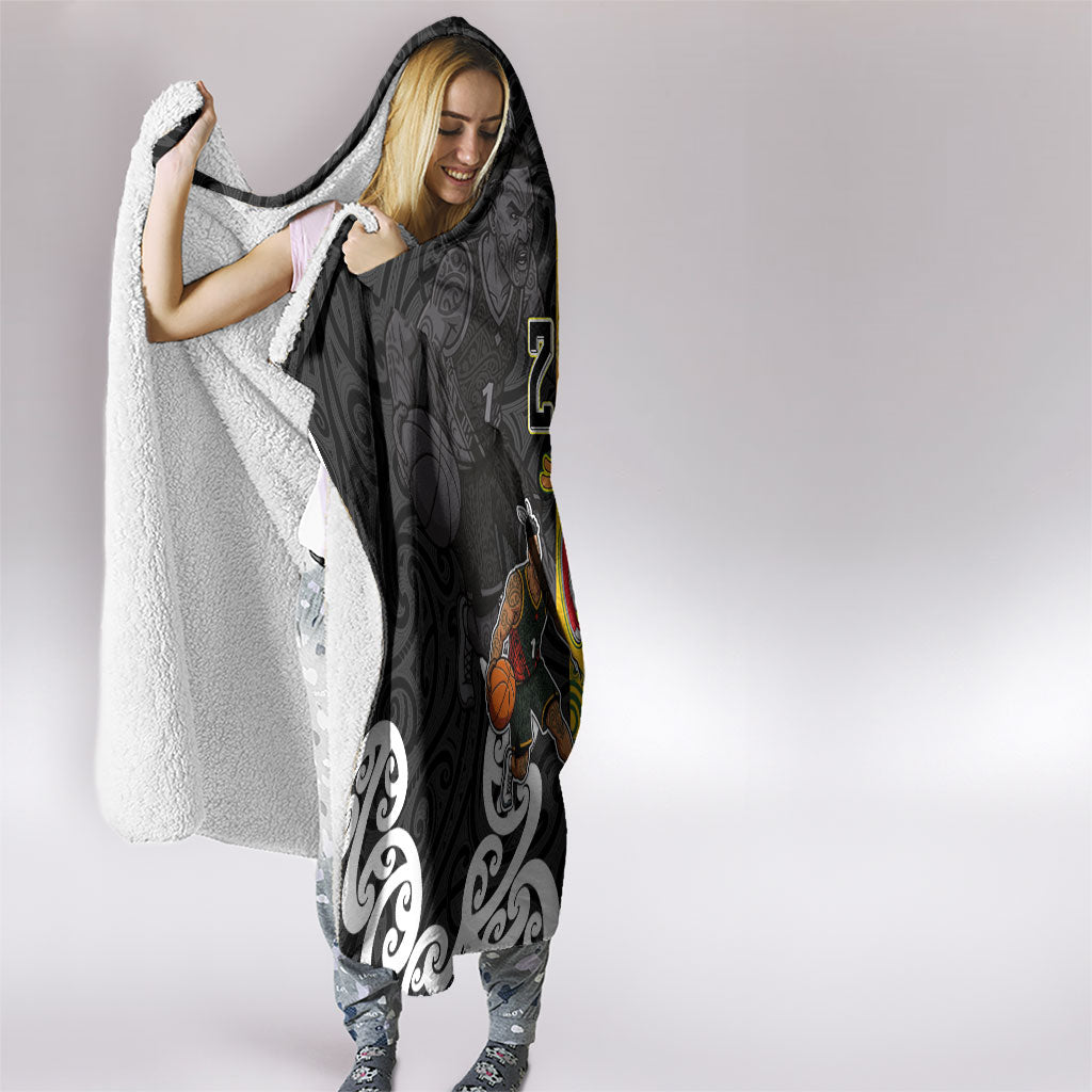 Aotearoa New Zealand And Australia Basketball Custom Hooded Blanket Maori Tribal Tattoo And Aboriginal Dot Art Heritage