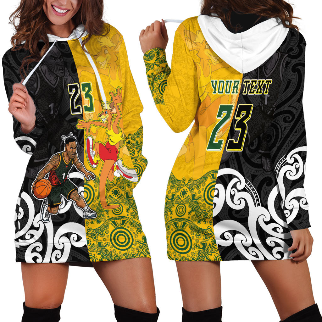 Aotearoa New Zealand And Australia Basketball Custom Hoodie Dress Maori Tribal Tattoo And Aboriginal Dot Art Heritage