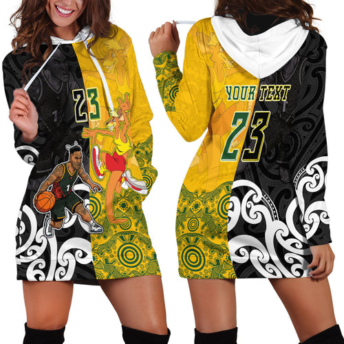 Aotearoa New Zealand And Australia Basketball Custom Hoodie Dress Maori Tribal Tattoo And Aboriginal Dot Art Heritage