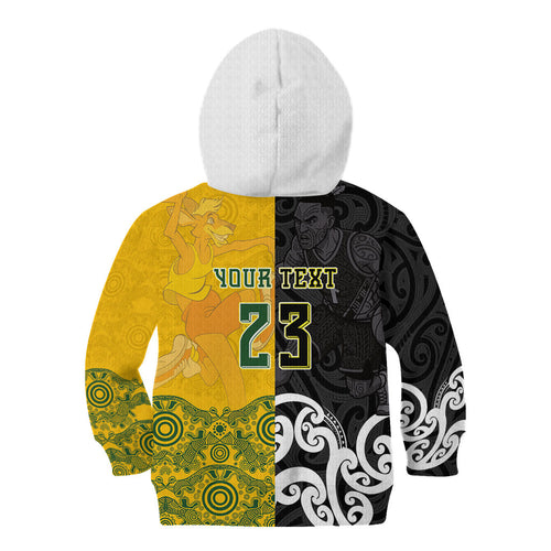 Aotearoa New Zealand And Australia Basketball Custom Kid Hoodie Maori Tribal Tattoo And Aboriginal Dot Art Heritage