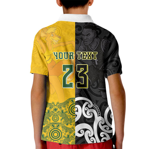 Aotearoa New Zealand And Australia Basketball Custom Kid Polo Shirt Maori Tribal Tattoo And Aboriginal Dot Art Heritage