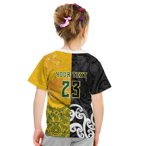Aotearoa New Zealand And Australia Basketball Custom Kid T Shirt Maori Tribal Tattoo And Aboriginal Dot Art Heritage