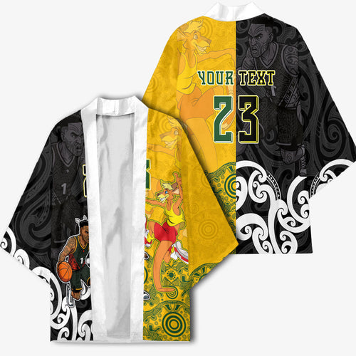 Aotearoa New Zealand And Australia Basketball Custom Kimono Maori Tribal Tattoo And Aboriginal Dot Art Heritage
