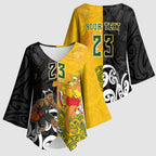 Aotearoa New Zealand And Australia Basketball Custom Kimono Sleeve Blouse Maori Tribal Tattoo And Aboriginal Dot Art Heritage