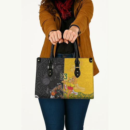 Aotearoa New Zealand And Australia Basketball Custom Leather Bag Maori Tribal Tattoo And Aboriginal Dot Art Heritage