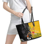 Aotearoa New Zealand And Australia Basketball Custom Leather Tote Bag Maori Tribal Tattoo And Aboriginal Dot Art Heritage