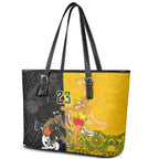 Aotearoa New Zealand And Australia Basketball Custom Leather Tote Bag Maori Tribal Tattoo And Aboriginal Dot Art Heritage