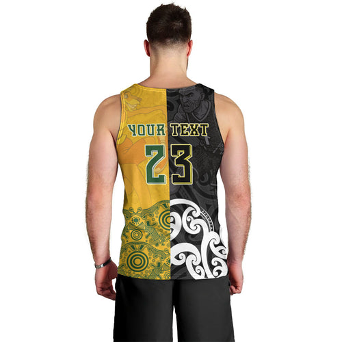 Aotearoa New Zealand And Australia Basketball Custom Men Tank Top Maori Tribal Tattoo And Aboriginal Dot Art Heritage