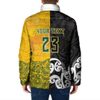 Aotearoa New Zealand And Australia Basketball Custom Padded Jacket Maori Tribal Tattoo And Aboriginal Dot Art Heritage