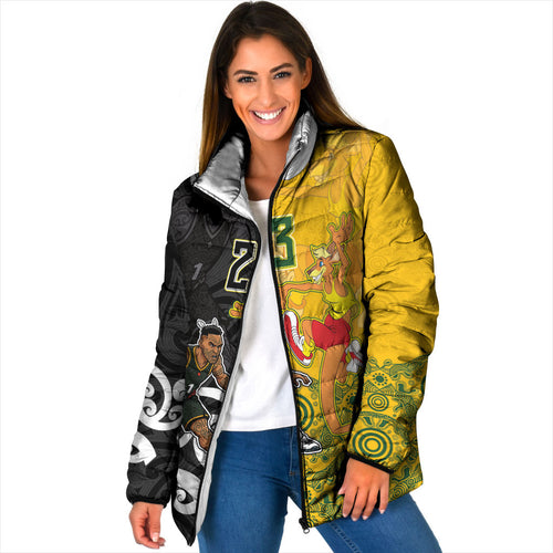 Aotearoa New Zealand And Australia Basketball Custom Padded Jacket Maori Tribal Tattoo And Aboriginal Dot Art Heritage