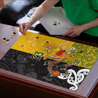 Aotearoa New Zealand And Australia Basketball Custom Puzzle Maori Tribal Tattoo And Aboriginal Dot Art Heritage