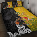 Aotearoa New Zealand And Australia Basketball Custom Quilt Bed Set Maori Tribal Tattoo And Aboriginal Dot Art Heritage