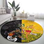 Aotearoa New Zealand And Australia Basketball Custom Round Carpet Maori Tribal Tattoo And Aboriginal Dot Art Heritage