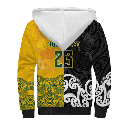 Aotearoa New Zealand And Australia Basketball Custom Sherpa Hoodie Maori Tribal Tattoo And Aboriginal Dot Art Heritage