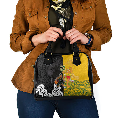 Aotearoa New Zealand And Australia Basketball Custom Shoulder Handbag Maori Tribal Tattoo And Aboriginal Dot Art Heritage