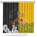 Aotearoa New Zealand And Australia Basketball Custom Shower Curtain Maori Tribal Tattoo And Aboriginal Dot Art Heritage