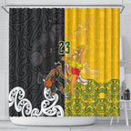 Aotearoa New Zealand And Australia Basketball Custom Shower Curtain Maori Tribal Tattoo And Aboriginal Dot Art Heritage