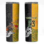 Aotearoa New Zealand And Australia Basketball Custom Skinny Tumbler Maori Tribal Tattoo And Aboriginal Dot Art Heritage