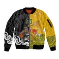 Aotearoa New Zealand And Australia Basketball Custom Sleeve Zip Bomber Jacket Maori Tribal Tattoo And Aboriginal Dot Art Heritage