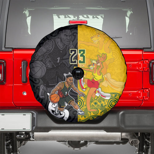 Aotearoa New Zealand And Australia Basketball Custom Spare Tire Cover Maori Tribal Tattoo And Aboriginal Dot Art Heritage