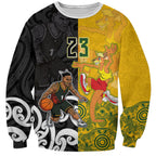 Aotearoa New Zealand And Australia Basketball Custom Sweatshirt Maori Tribal Tattoo And Aboriginal Dot Art Heritage