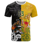 Aotearoa New Zealand And Australia Basketball Custom T Shirt Maori Tribal Tattoo And Aboriginal Dot Art Heritage