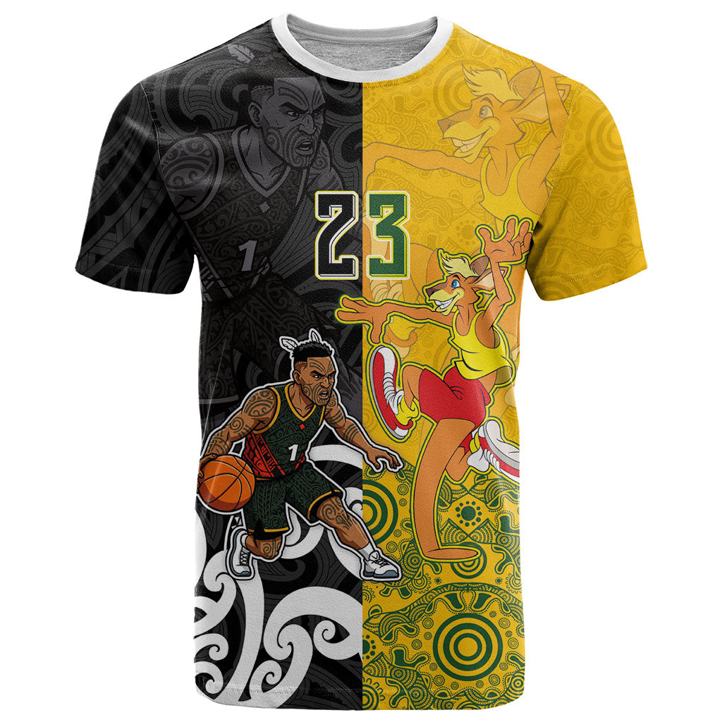 Aotearoa New Zealand And Australia Basketball Custom T Shirt Maori Tribal Tattoo And Aboriginal Dot Art Heritage