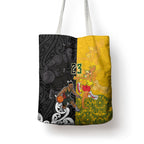 Aotearoa New Zealand And Australia Basketball Custom Tote Bag Maori Tribal Tattoo And Aboriginal Dot Art Heritage