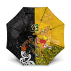 Aotearoa New Zealand And Australia Basketball Custom Umbrella Maori Tribal Tattoo And Aboriginal Dot Art Heritage