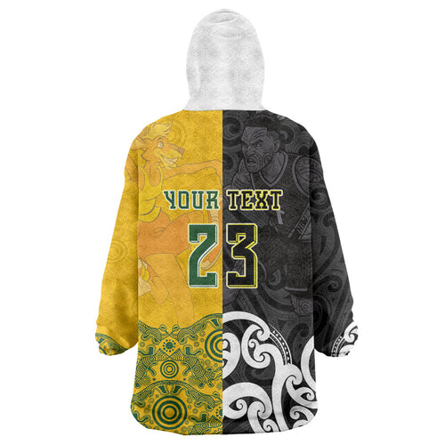 Aotearoa New Zealand And Australia Basketball Custom Wearable Blanket Hoodie Maori Tribal Tattoo And Aboriginal Dot Art Heritage