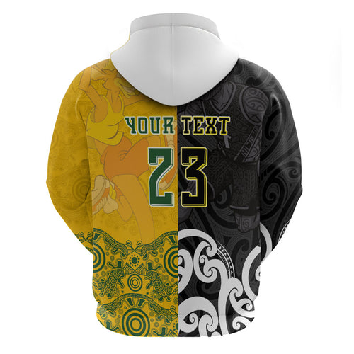 Aotearoa New Zealand And Australia Basketball Custom Zip Hoodie Maori Tribal Tattoo And Aboriginal Dot Art Heritage