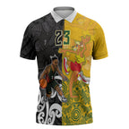 Aotearoa New Zealand And Australia Basketball Custom Zipper Polo Shirt Maori Tribal Tattoo And Aboriginal Dot Art Heritage