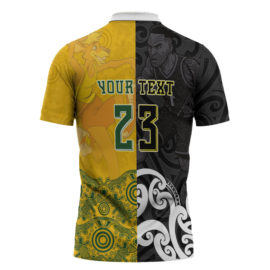 Aotearoa New Zealand And Australia Basketball Custom Zipper Polo Shirt Maori Tribal Tattoo And Aboriginal Dot Art Heritage