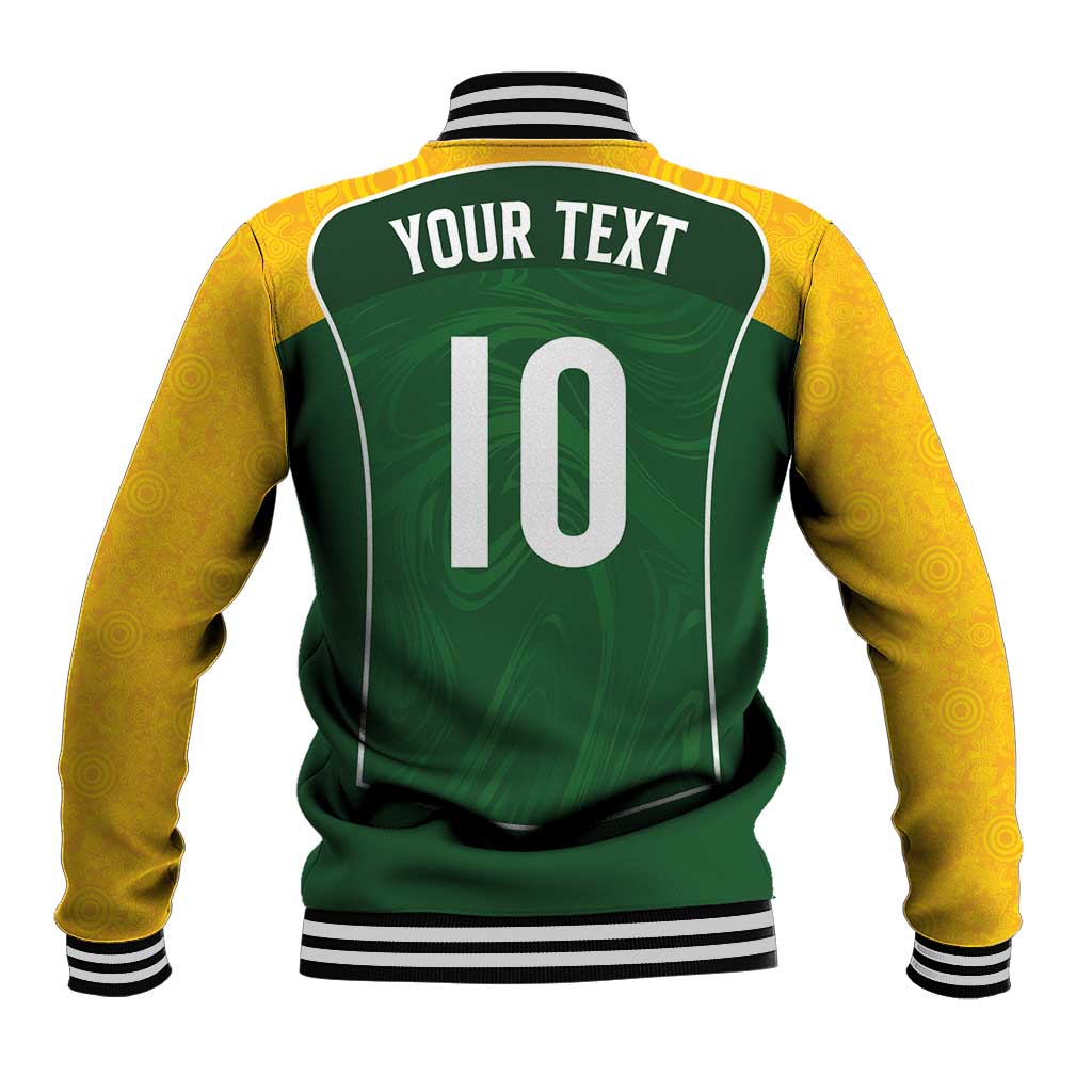Custom Australia Football Baseball Jacket Aboriginal Pattern Sporty Style-Green Color - Aussie Hoodie