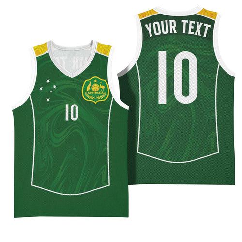 Custom Australia Football Basketball Jersey Aboriginal Pattern Sporty Style-Green Color - Aussie Hoodie