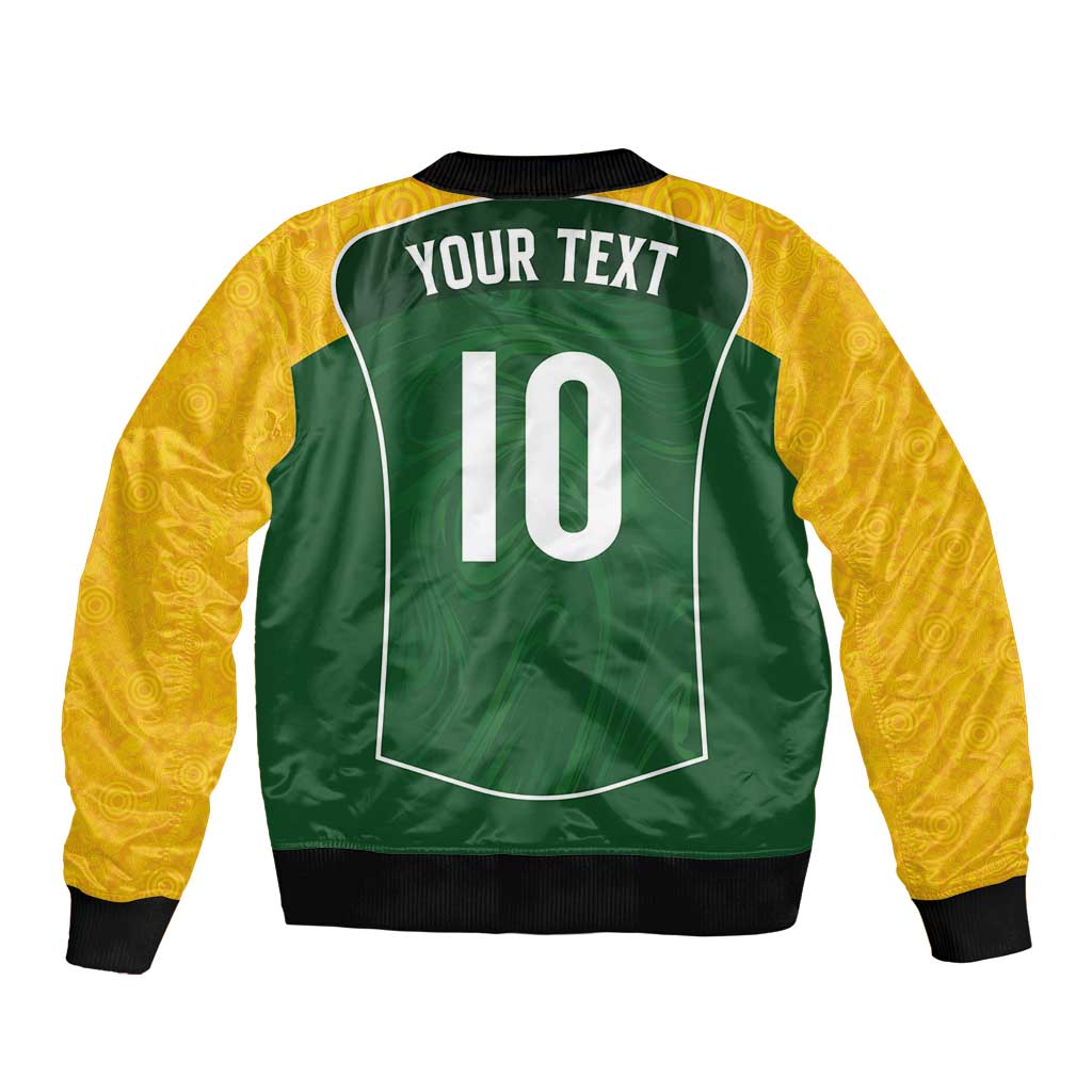 Custom Australia Football Bomber Jacket Aboriginal Pattern Sporty Style-Green Color - Aussie Hoodie