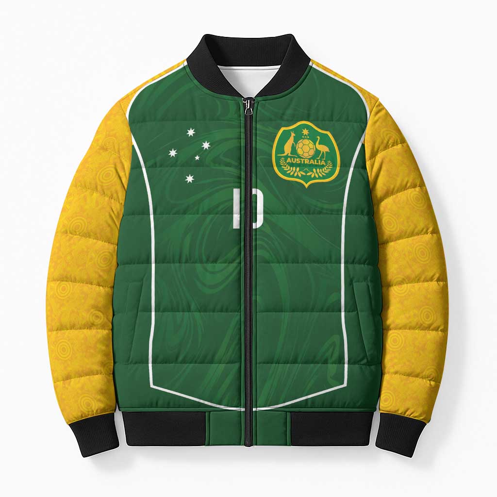 Custom Australia Football Bomber Puffer Jacket Aboriginal Pattern Sporty Style-Green Color - Aussie Hoodie