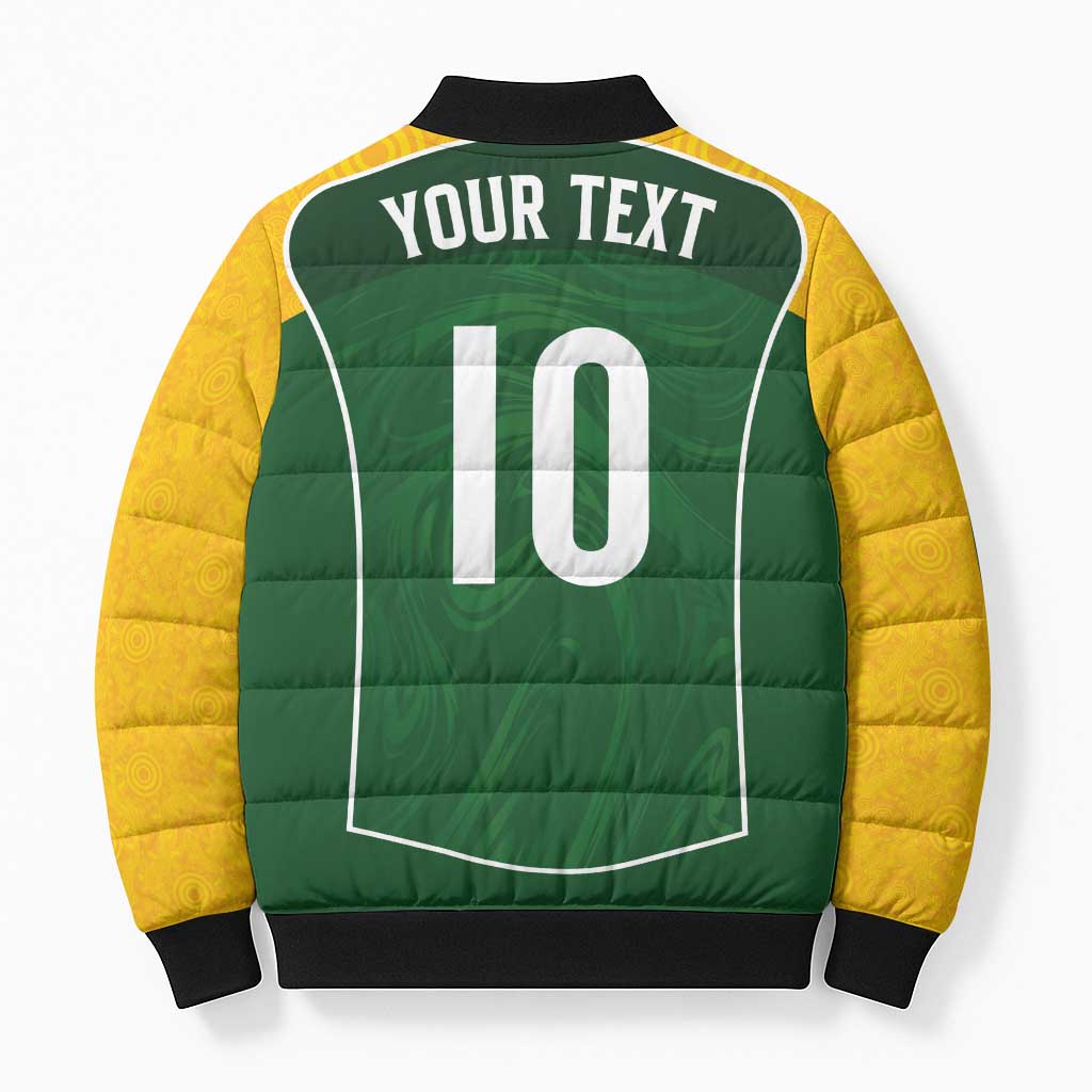 Custom Australia Football Bomber Puffer Jacket Aboriginal Pattern Sporty Style-Green Color - Aussie Hoodie
