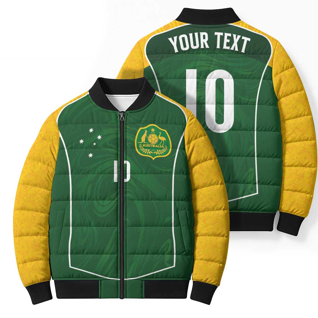 Custom Australia Football Bomber Puffer Jacket Aboriginal Pattern Sporty Style-Green Color - Aussie Hoodie