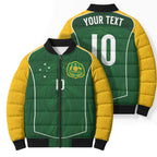 Custom Australia Football Bomber Puffer Jacket Aboriginal Pattern Sporty Style-Green Color - Aussie Hoodie