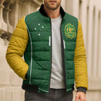 Custom Australia Football Bomber Puffer Jacket Aboriginal Pattern Sporty Style-Green Color - Aussie Hoodie