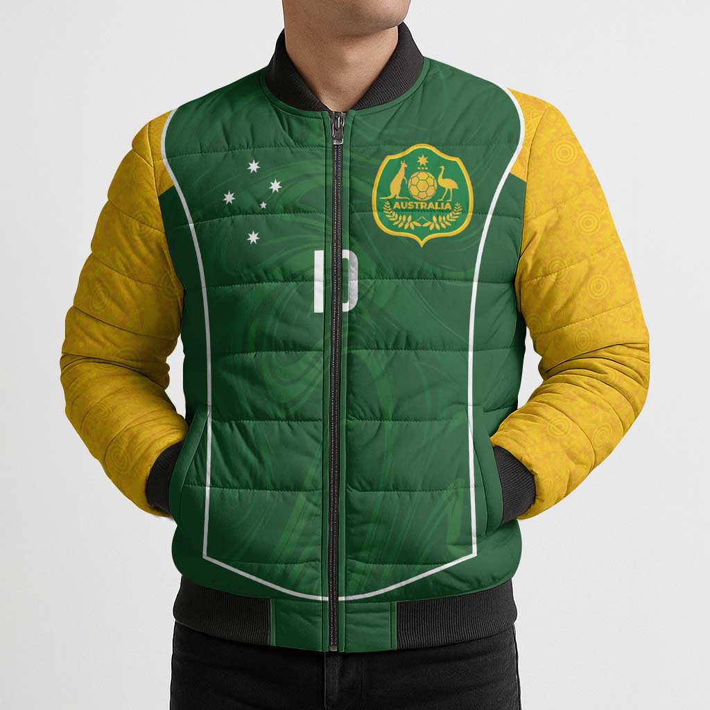 Custom Australia Football Bomber Puffer Jacket Aboriginal Pattern Sporty Style-Green Color - Aussie Hoodie