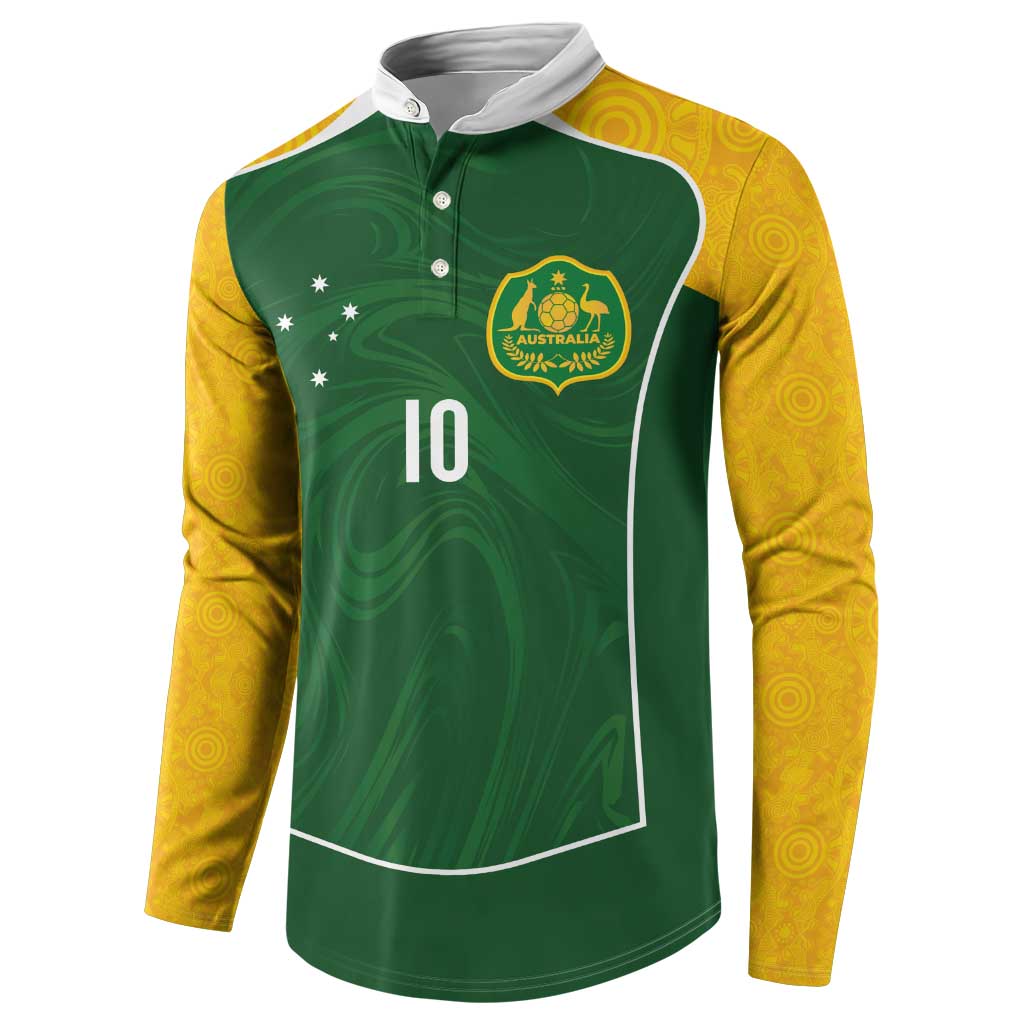 Custom Australia Football Button Sweatshirt Aboriginal Pattern Sporty Style-Green Color - Aussie Hoodie