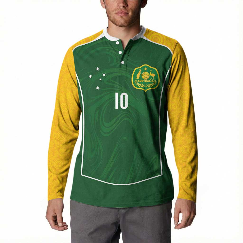 Custom Australia Football Button Sweatshirt Aboriginal Pattern Sporty Style-Green Color - Aussie Hoodie