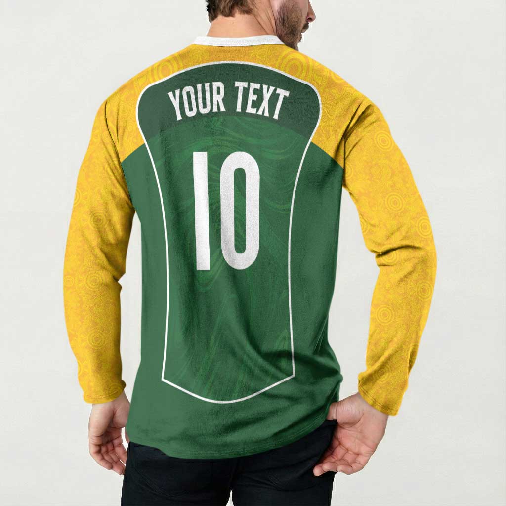 Custom Australia Football Button Sweatshirt Aboriginal Pattern Sporty Style-Green Color - Aussie Hoodie