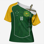 Custom Australia Football Cross Shoulder Shirt Aboriginal Pattern Sporty Style-Green Color - Aussie Hoodie